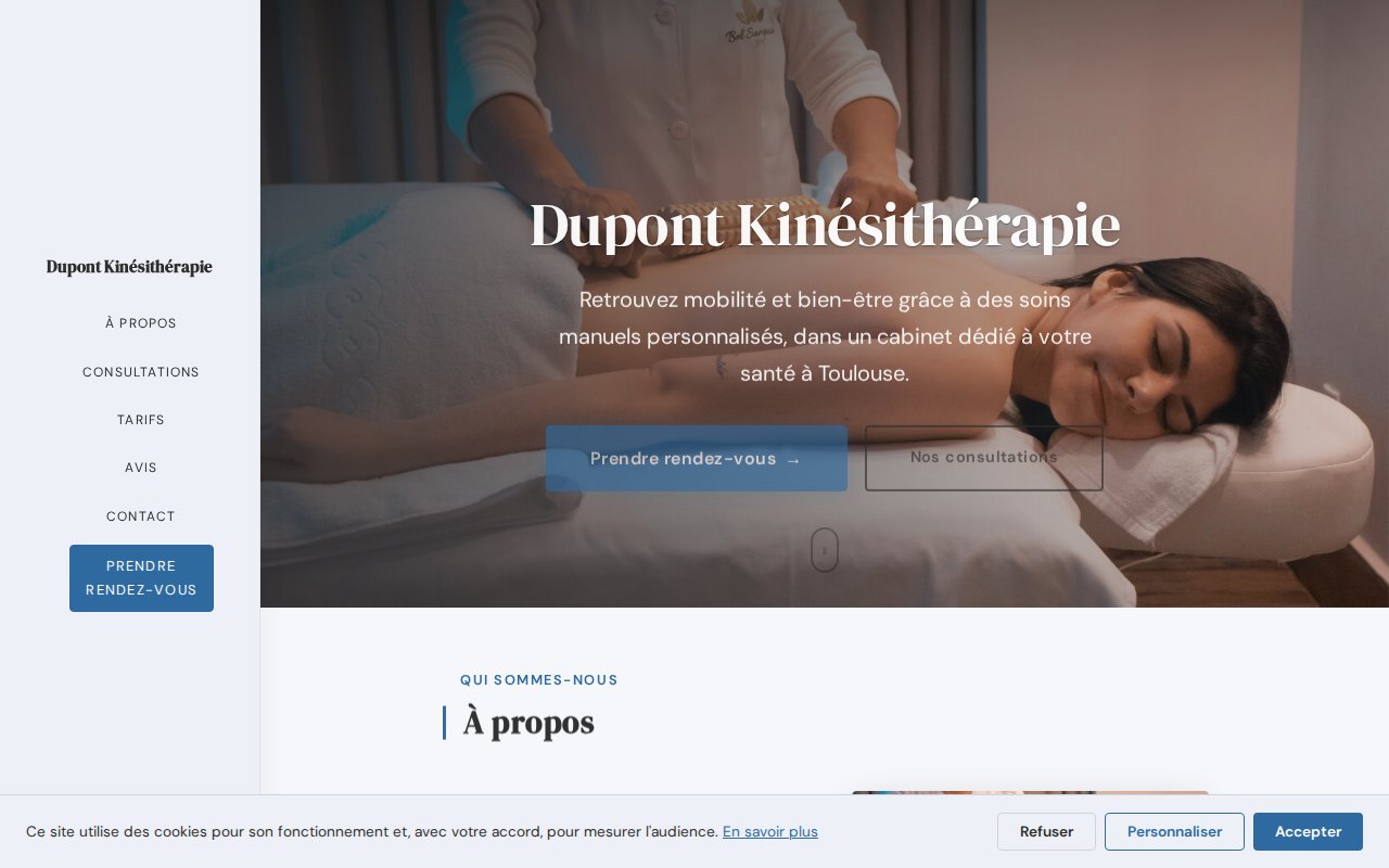 Exemple de site Kinésithérapeute — Dupont Kinésithérapie